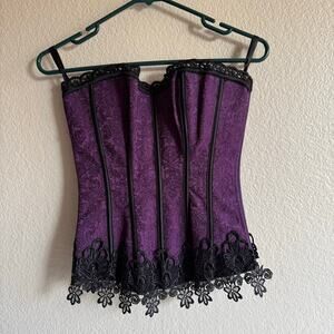 Dreamgirl Lace-Up Corset  Lingerie Gothic Fairy Burlesque Black Purple Size 32